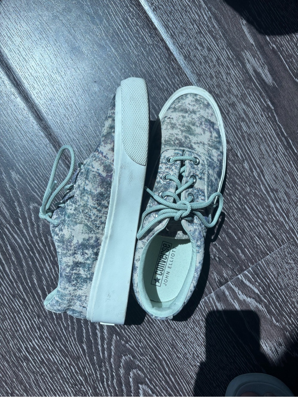 Converse x John Elliott Floral Canvas Sneakers in Mint and White Size 8.5